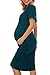 Smallshow Women's V Neck Bodycon Maternity Dress Side Ruched Pregnancy Clothes Teal Large