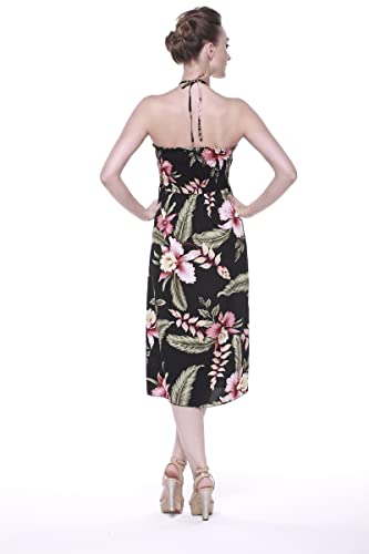 Image of Family Matching Hawaiian Clothes, Black Rafelsia | Lightweight 100% rayon • Family matching outfits • Beach vacations • Luaus • Cruises • Family photos