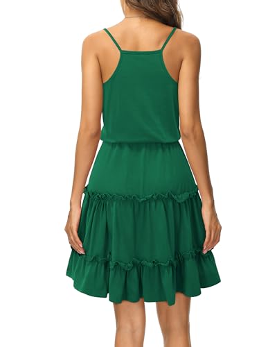 Image of Newshows Women's Summer Casual Dress Cute A Line Ruffle Hem Flattering Fit Beach Vacation Sundress