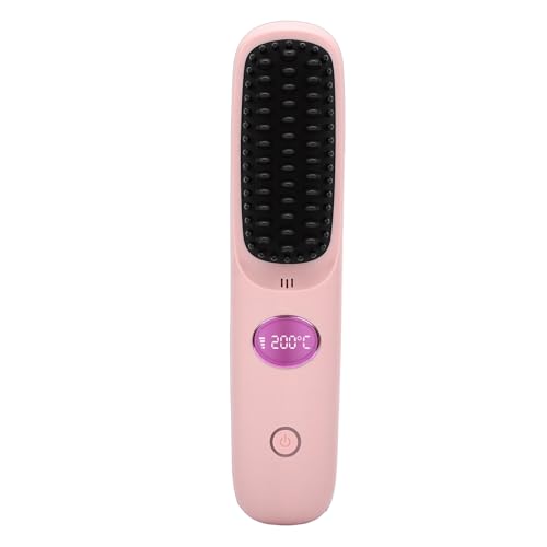 Cepillo alisador de cabello inalámbrico USB rosa miniatura 4