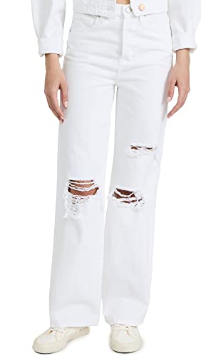 [BLANKNYC] Womens Ripped Knee Distressed White High Rise Jeans, Stylish Pants & Designer Clothing