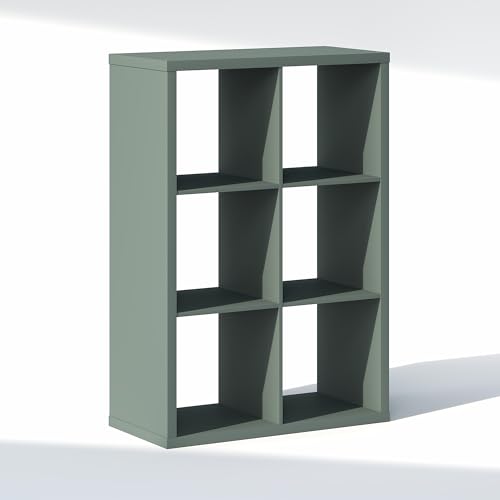 Image of Furinno Cubic Extra Thick 6-Cube Closet Organizers and Storage, Sage Green | 14.6 x 30 x 44 in, Open Shelf Closet Storage, Closet Organizer, for Wardrobe, Bedroom, Living Room