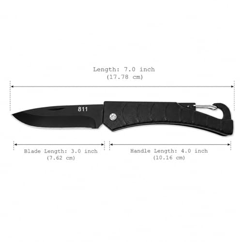 Image of Premium Black Foldable Fruit Knife (7 Inch) - Manual Foldable Pocket Knife - Black Painted Stainless Steel Blade - Utility Kitchen Fruit and Vegetable Cutter - Kitchen Use