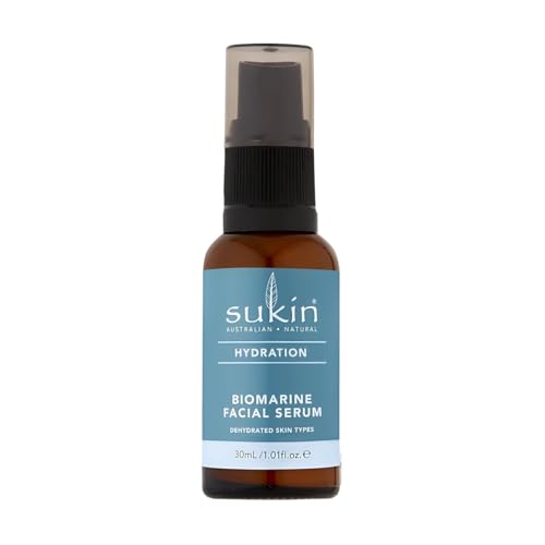 Sukin Hydration Biomarine Facial Serum 30ml - with Hyaluronic Acid & Bio-Marine Sea Algae; cruelty free & vegan friendly - provides intensive moisture and plumps skin.