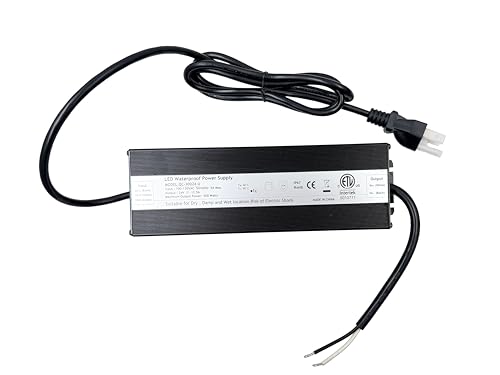 Image of DC24V 300W Power Supply ETL Listed Transformer, Waterproof IP67 LED Driver, 100-130V AC to 24 Volt DC Low Voltage Adapter for Outdoor Use (ETL24V300W)