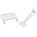 Sauvic 02722 Parrilla Barbacoa Extensible 50X40 Zinc, Acero, 53.50X62.50X3.00 Cm + 04468 Pinza con Pala Larga 18/8, Acero Inoxidable, 35.00X8.00X3.50 Cm