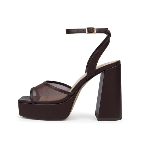 Image of Modatope Platform Heels for Women Platform Sandals Womens Chunky Heel Open Toe Pumps Ankle Strap Womens Wedding Party Pumps Shoes