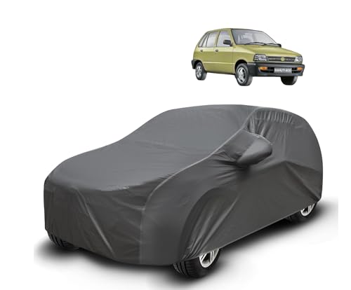 Image of Auto Hub Waterproof Car Cover Compatible with Maruti 800 with Mirror Pockets, Soft Cotton Lining, 800 Car Cover Waterproof, Grey