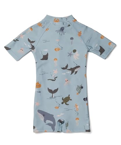 Image of Boys One Piece Swimsuit Whale Dolphin Bathing Suit Zipper Rash Guard Kid Short Sleeve Swimwear Shark Beach Wear UPF50+