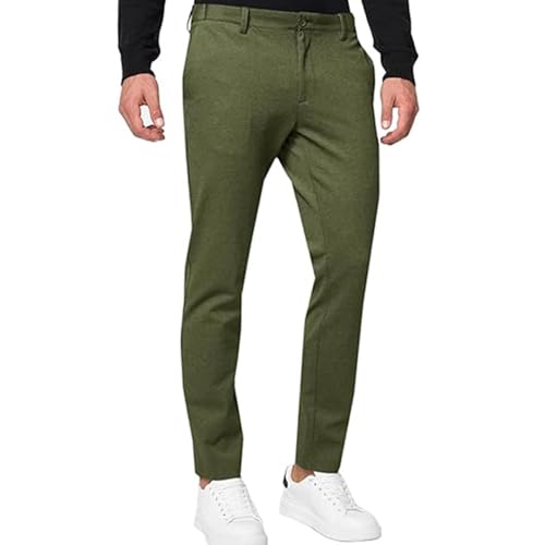 Mens Casual Stretch Chino Pants Slim Fit Expandable Waist Flat Front Khaki Pant Lightweight Golf Trousers with Pocket2