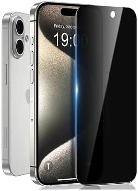 SafeCase EZ Unlock for iPhone 16 Plus Privacy Screen Protector, [0.1S Ultrasonic Fingerprint Support] [9H Glass] 25° Anti Spy Private Screen Protector Case Friendly, 1 Pack