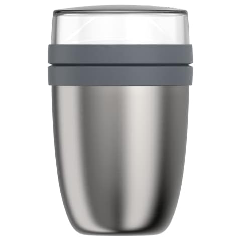 Mepal Lunchpot Ellipse - Natural Brushed - 500 ml praktischer Thermo-Essensbehälter, Joghurtbecher, to go Becher - Hält Speisen Lange warm oder kühl, polypropyleen, 500 + 200 ml Cover