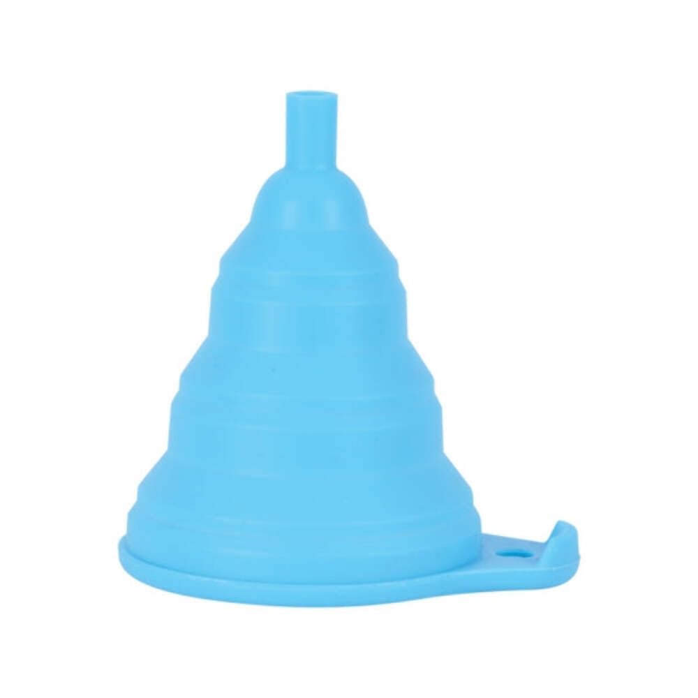 Oxford Silicone Funnel. Pouring spout for clean delivery of oil, Blue