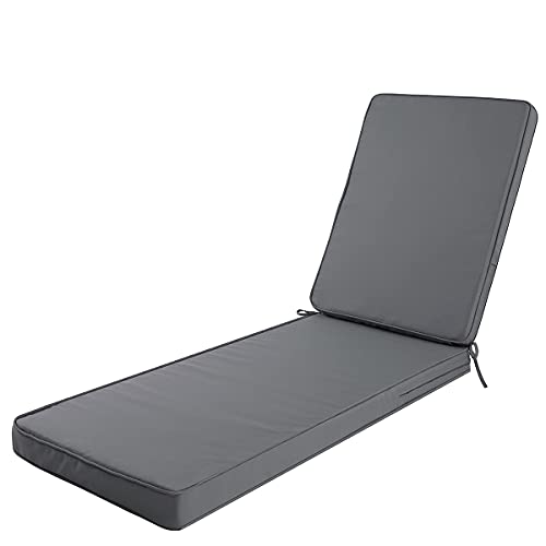 PALMTALL Outdoor/Indoor Water Resistant Chaise Lounge Cushion Replacement Patio Funiture Seat Cushion Size Small Gray