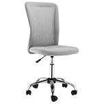Vinsetto Office Chair, Armless Desk Chair, Adjustable Computer Swivel Chair with Rolling Wheels and Mesh Back for Home Work Study, Grey