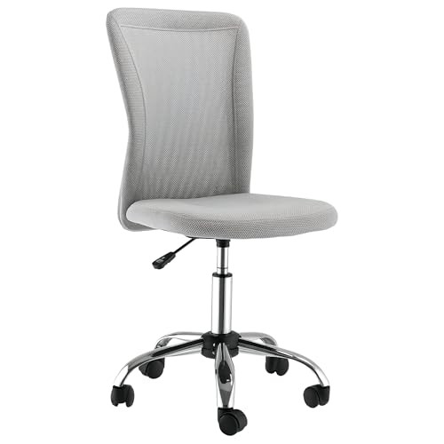 Vinsetto Office Chair, Armless Desk Chair, Adjustable Computer Swivel Chair with Rolling Wheels and...