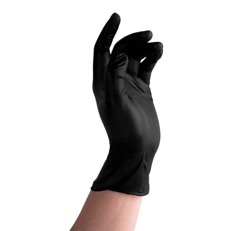 Lot de 50/100 gants nettoyage jetables noirs en nitrile, élastiques, imperméables, multifonctionnels, plusieurs tailles(100PCS,M)