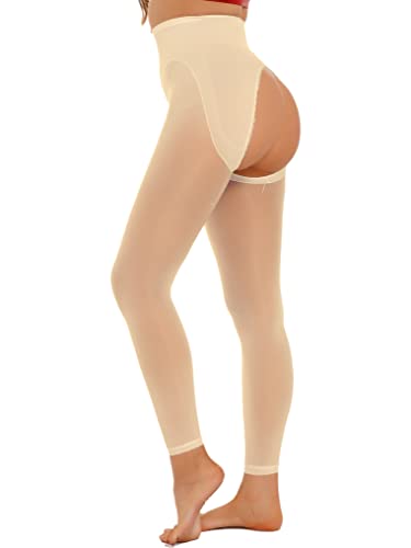 Women's Shimmery Oil Shiny Toeless Mesh Sheer Pantyhose Stockings High Elastic Tights3