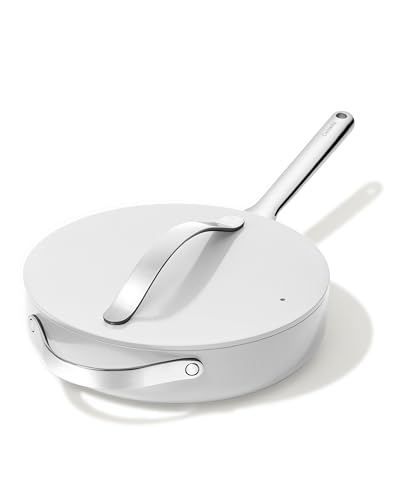 Image of Caraway Ceramic Nonstick Saute Pan with Lid - 10.5 inch (3 qt) - Non Toxic, PTFE & PFOA Free - Oven Safe to 550F - Compatible with Gas, Electric, Induction Stovetops, Gray