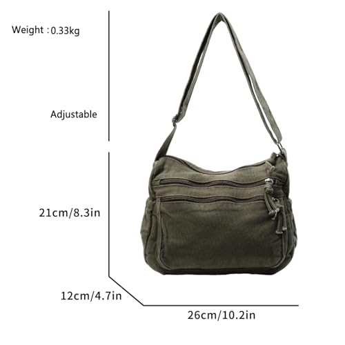 Bolso bandolera de lona unisex con bolsillos con cierre miniatura 4