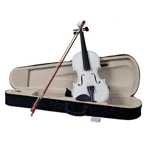 4/4 Beginner Violin for Adults,Complete Full Size Violin Kit with Portable Case,Bow, Rosin All Accessories Included (4/4 White)