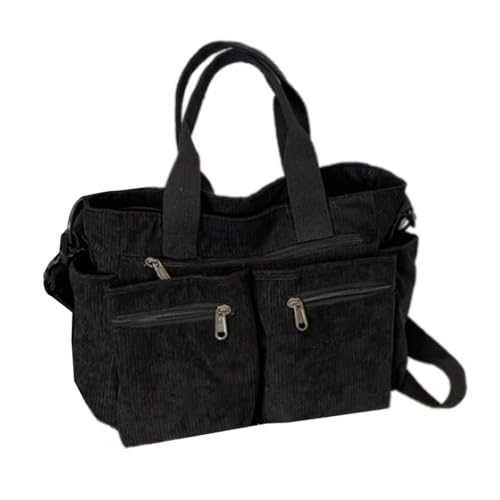 Women Bag Large Capacity Shoulder Bag with Pockets Korean Styles Cord Handbag Corduroy Crossbody Bag Top Handle Bag