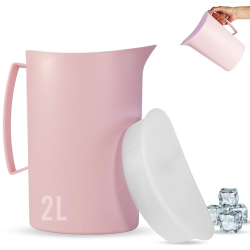 Jarra Agua Plastico Premium 2l - Libre de Bpa, Multifuncional para Celebraciones y Actividades al Aire Libre, Jarra de Agua Plastico Color Rosa.