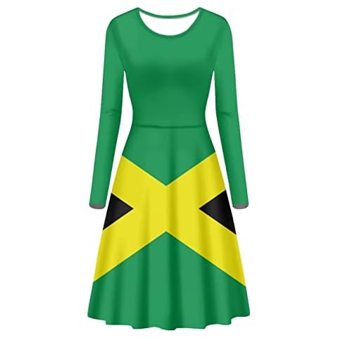 Biyejit Vestido midi acampanado casual de manga larga con estampado 3D para mujer Cover