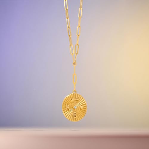 OAK & LUNA - Medallion Custom Engraved Pendant Necklace - Sterling Silver or 14K Solid Gold - Up to 4 Initials4