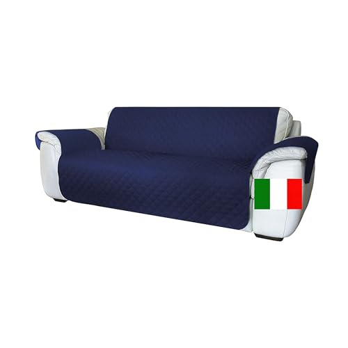 Moonange - Copridivano 4 Posti - Copridivano con Braccioli - Seduta 200 cm - Impermeabile - Reversibile - Antiscivolo - Antimacchia - Antigraffio - Antipelo - Copridivano moderno - Blu