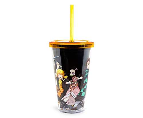 Demon Slayer 16-Ounce Acrylic Carnival Cup With Reusable Straw And Leakproof Lid | BPA-Free Plastic Tumbler, Tall Cold Cup Drinkware | Home & Kitchen Essentials | Anime Manga Gifts And Collectibles