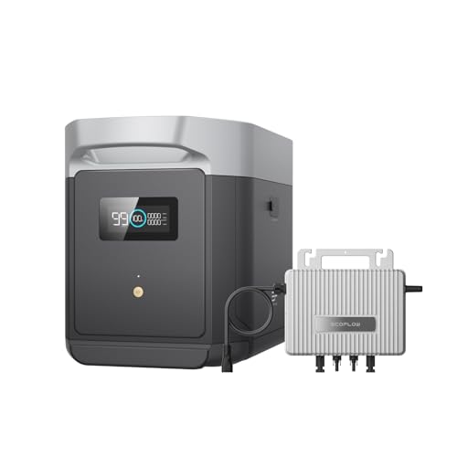 EcoFlow Delta 2 Max Zusatzakku 2048Wh, 0% VAT WLAN Stream Mikrowechselrichter 800W, LiFePO4-Batterie, erweiterbare Energie für Haushaltsreserve, Energiesparen, im Freien, Wohnmobil, Camping