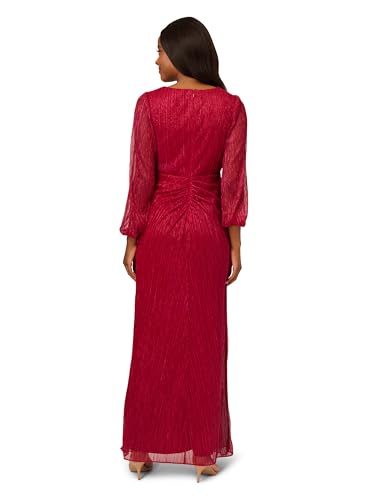 Image of Adrianna Papell Women's Metallic Mesh Draped Gown