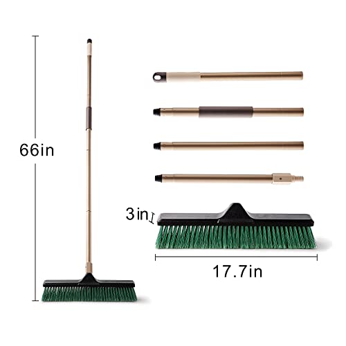 Eyliden 18" Wide Push Broom With 66" Long Handle, Heavy-Duty Professional Outdoor Indoor Brooms With Stiff Bristles, Garage Broom For Sidewalk Driveway Yard Patio Decks Bathroom Cleaning #TOP2
