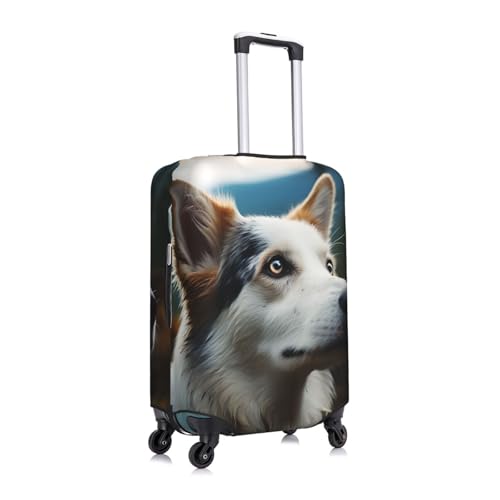 Travel Luggage Cover Elastic Anti-Scratch Suitcase Protector Washable Travel Suitcase Cover Dog Looking Faraway Luggage Protector Fits 18-32 Inch Suitcase3