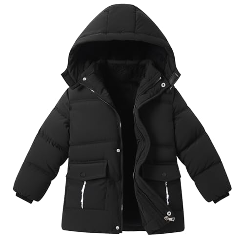 UVIPC 6-12 Years Boys Winter Coat Kids Warm Jacket Wind Water-Resistant Puffy Coats Outwear Toddler Hood Fleece Inner