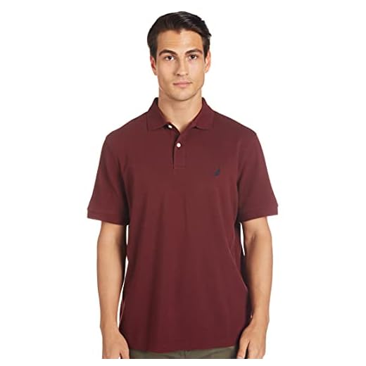 Nautica Camisa polo masculina de algodão sólido de manga curta, Azul royal cor de vinho sólido, P