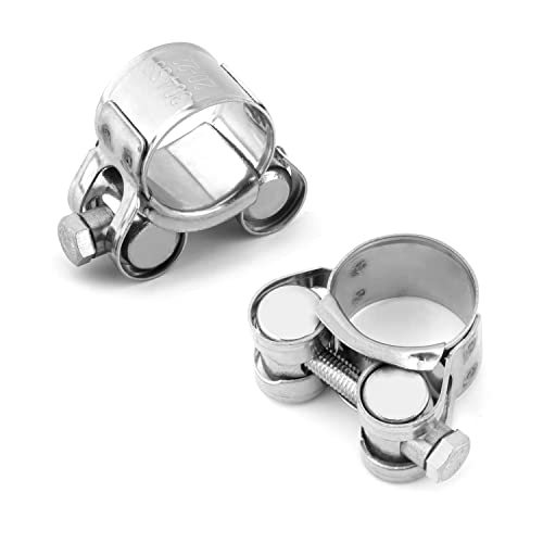 MroMax 2Pcs Inner Dia 0.79"-0.87" T-Bolt Hose Clamp 20mm-22mm Range 304 Stainless Steel Heavy Duty Adjustable M5x40mm T-Bolt Pipe Tube Hose Clamps for Fuel Pump Filter Hose Plumbing Silver Tone