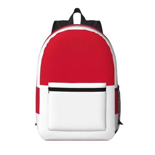 Sac à dos d'école léger EdWal noir avec motif drapeau de Monaco taille unique