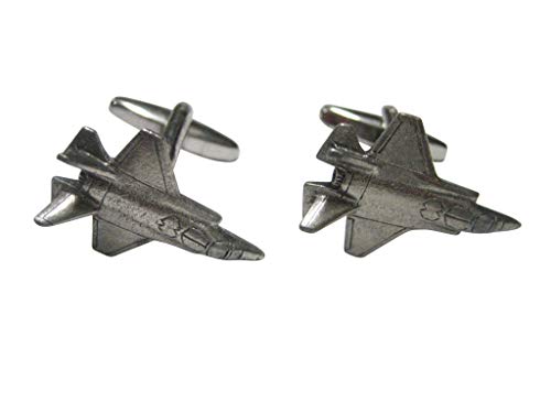 Silver F35 Fighter Jet Cufflinks