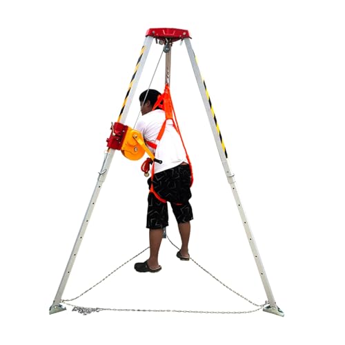 Generisch Statyw ratunkowy, podnośnik, statyw strażacki, statyw strażacki do dużych obciążeń, system statywu ratunkowego, 1200 kg, 1800 kg, wyciągarka 2600 kg, również dźwig kanałowy, piwniczy i