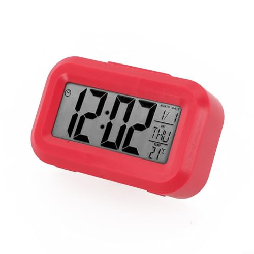 Reloj despertador digital LED compacto con características prácticas para uso doméstico u oficina, mantente en horario fácilmente (rojo rosa)