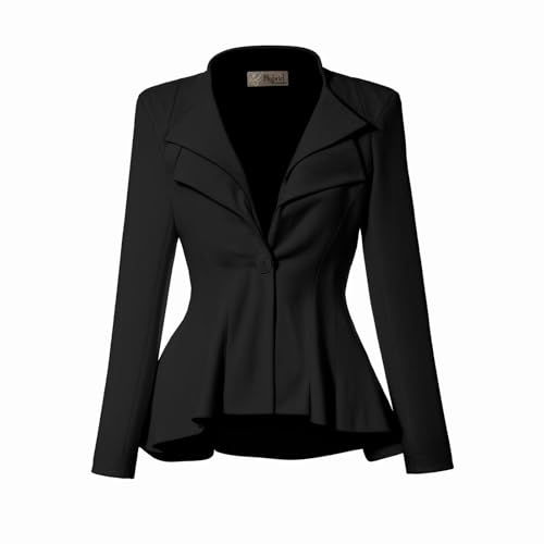 Hybrid & Company Women Double Notch Lapel Office Blazer JK43864 1073T Black Small