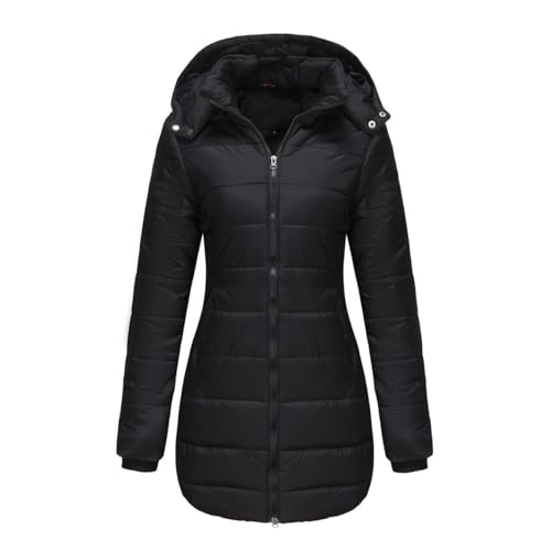 Manteau mi-long en coton pour femme avec capuche d'hiver