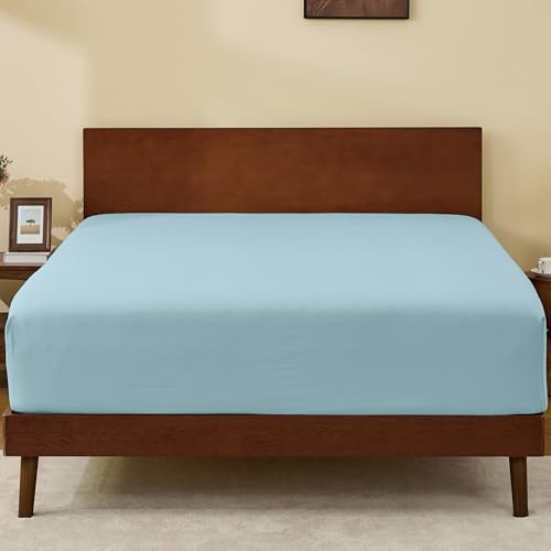 GOKOTTA Full Size Fitted Sheet, Bottom Single Fitted Sheet Only with Elastic Corner Straps, Deep Pocket for 10-15 Inch Mattress - Soft Microfiber - Breathable, Hypoallergenic, Wrinkle Free - Baby Blue by GOKOTTA - Used condition - US$18.67