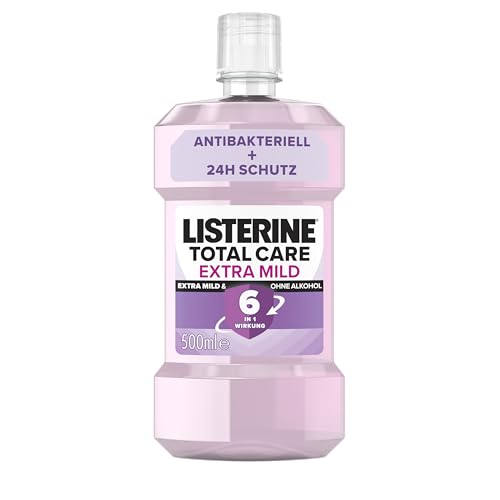 LISTERINE Total Care Extra Mild 500 ml, schützende Mundspülung ohne Alkohol gegen Karies mit 6 in 1 Wirkung, antibakterielles Mundwasser schützt vor Zahnfleischproblemen, bis zu 24h frischer Atem LISTERINE Total Care Extra Mild 500 ml, schützende Mundspülung ohne Alkohol gegen Karies mit 6 in 1 Wirkung, antibakterielles Mundwasser schützt vor Zahnfleischproblemen, bis zu 24h frischer Atem