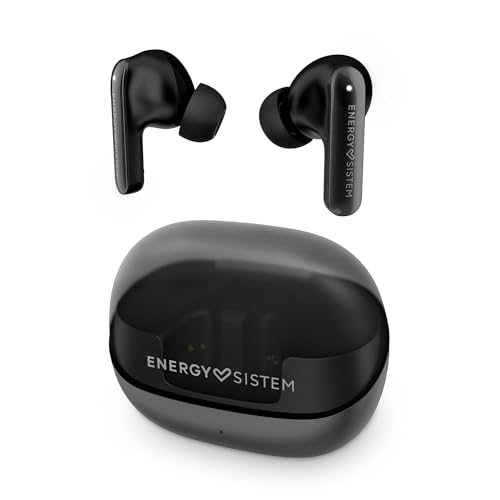 Energy Sistem Serenity ANC – Auriculares True Wireless con cancelación de Ruido (4 micrófonos, Bluetooth 5.3, plástico Reciclado, 25 Horas de batería, Certificado IPX4) (Negro)
