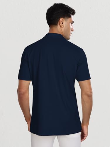 Image of BULLMER Trendy Solid Zipper Collar /Polo Neck Tshirt for Men