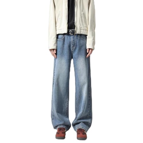 Denim Jeans for Man Fall Summer Ruched Western Straight Leg Plain Long Leg Pants Jeans Man 2025 Fashion