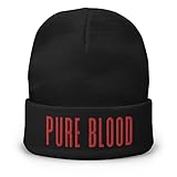 Pure Blood Winter Hat Pure Blood Hat Embroidered Beanie Black